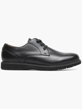 Boys Florsheim Vibe Jr. Elastic Lace Plain Toe Oxford in Black Smooth. 16699 005